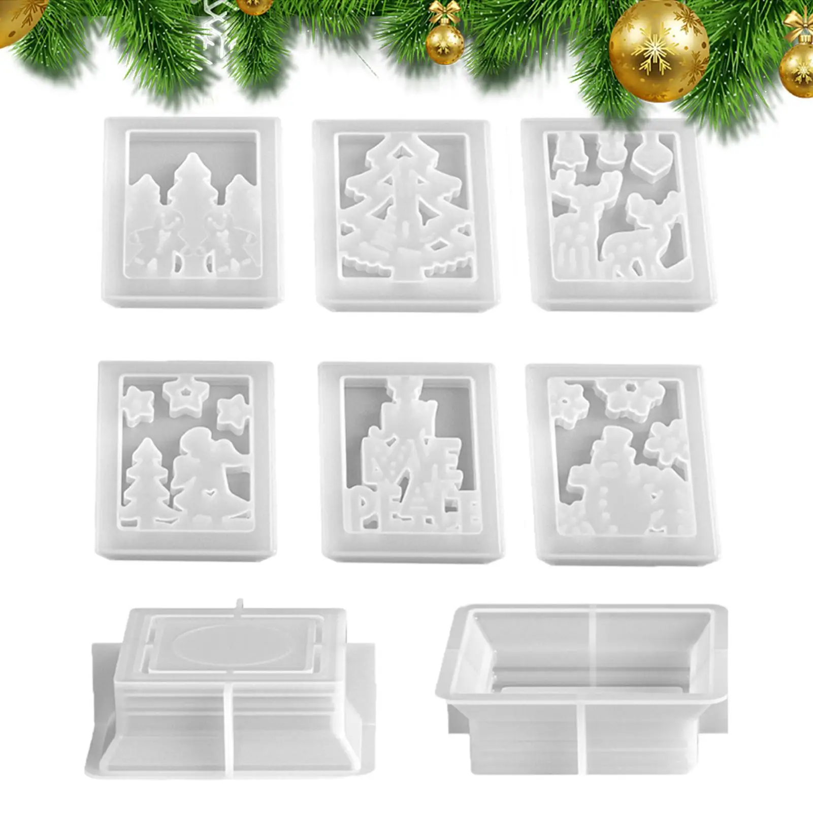クリスマス型-ノンスティック-再利用可能セット-ホリデーシリコン型-クリスマスデコレーション-ワックス石膏パーティーランタン-ホームデコレーション用