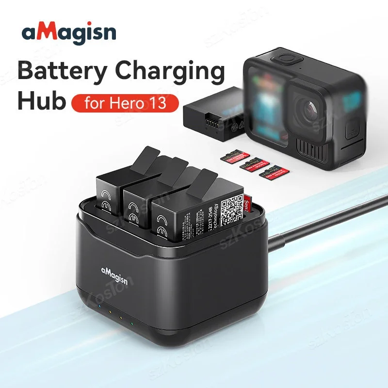 

3-ways Charging Stand Battery For Go Pro Hero 13 Fast Charger Hub Charging Dock Battery Charging Stand Sports Camera Accessories