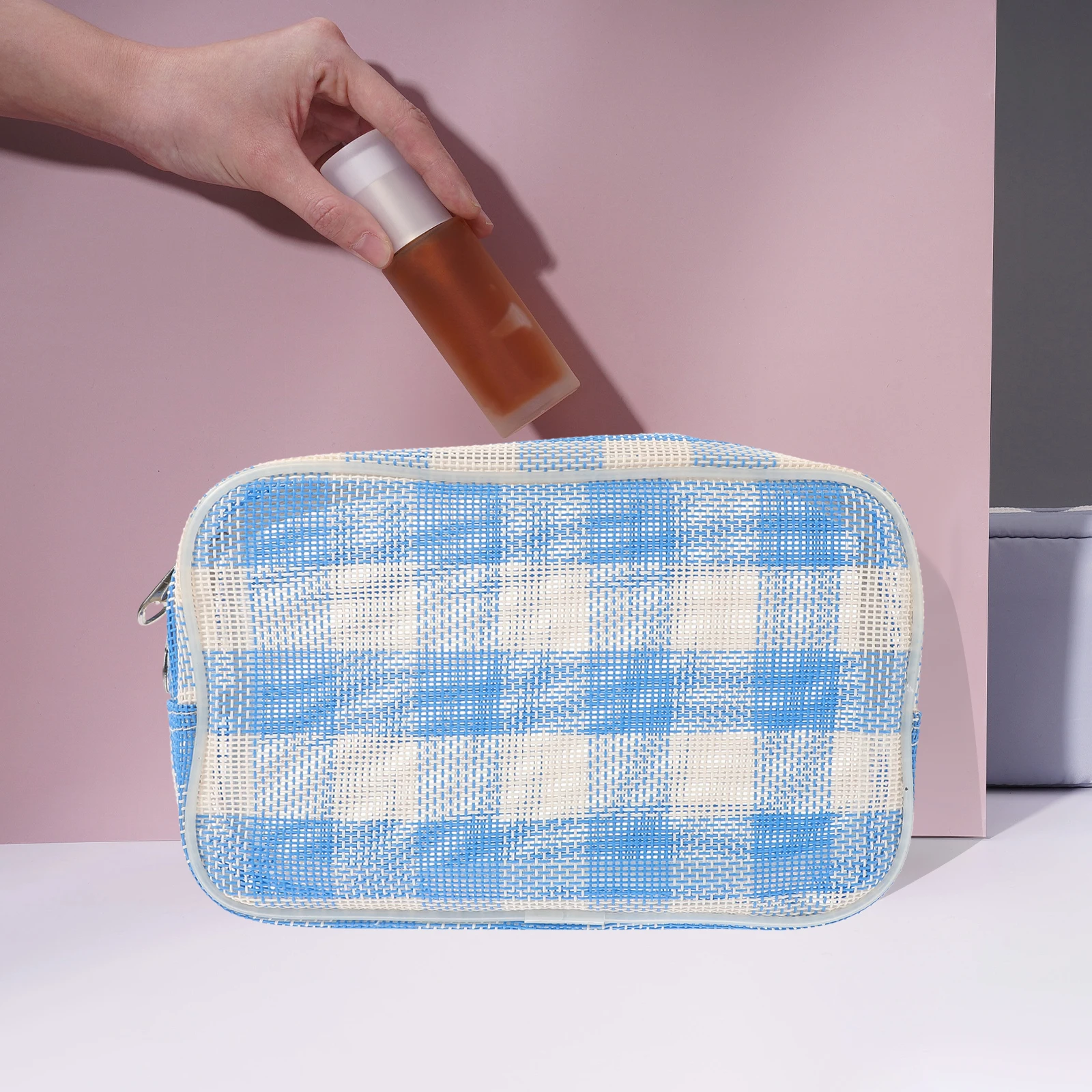 

3Pcs Travel Makeup Bag Beige Set Portable Organizer Pouch for Cosmetics Toiletries and Accessories