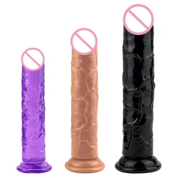 XS/S/M/L/XL/XXL Translucent Soft Jelly Big Dildo Realistic Fake Dick Penis Butt Plug Sex Toys for Woman Men Vagina Anal Massage