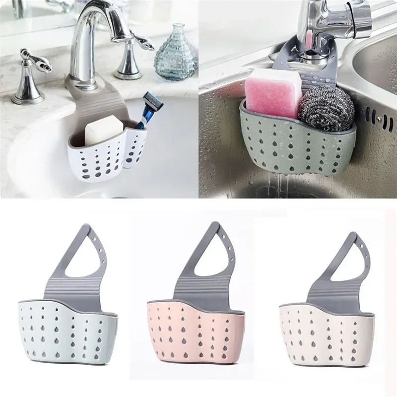 1Pcs Kitchen Accessories Sink Shelf Organizer Adjustable Snap Sink Soap Sponge Holder Kitchen Hanging Drain Basket Kitchen Tools