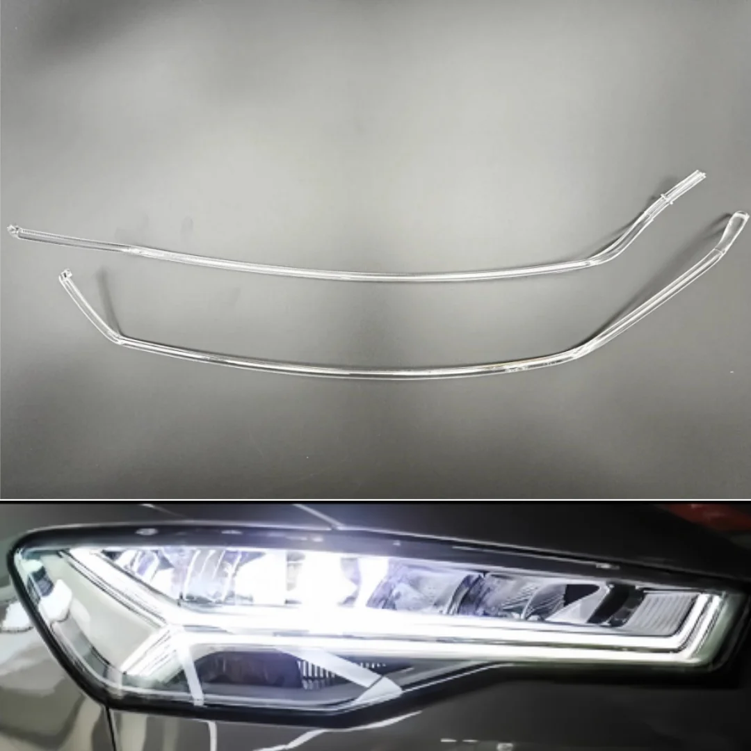 NEW LED Headlight Tube DRL Acrylic tube Light Line  For AUDI A6 C7 PA 2016 2017 2018 High Version