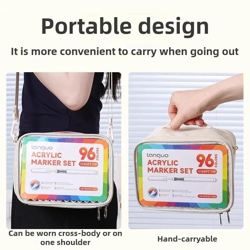 LANGUO 9/207/288 ألوان الاكريليك مجموعة أقلام تحديد لتقوم بها بنفسك مرسومة باليد فرشاة ناعمة الطلاء الفن علامات أقلام اللوازم المدرسية الفنية القرطاسية