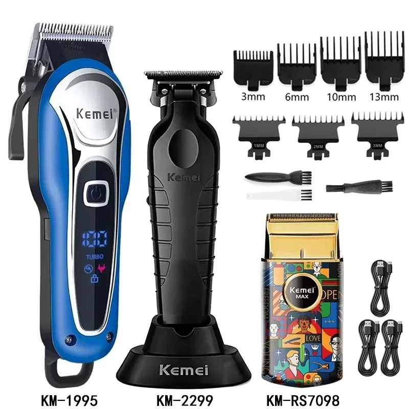 Kemei Haarschneidemaschine Km-1995 Km-RS7098 KM-2299 Friseur-Haarschneidemaschine, Kabellose Wiederaufladbare Rasierer