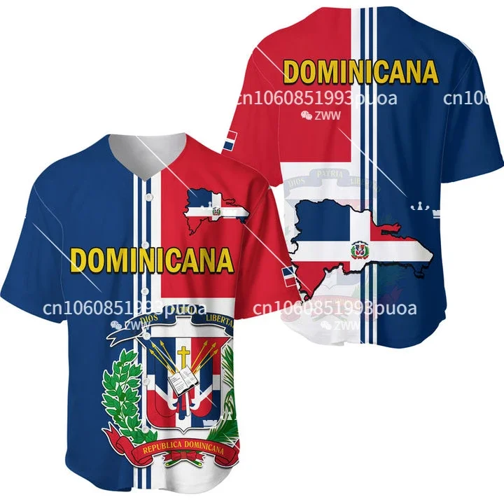 Dominican Republic Love Country Flag Customize Name 3D Printed Baseball Jersey Shirt Men's Tops Tee Oversized Streetwear