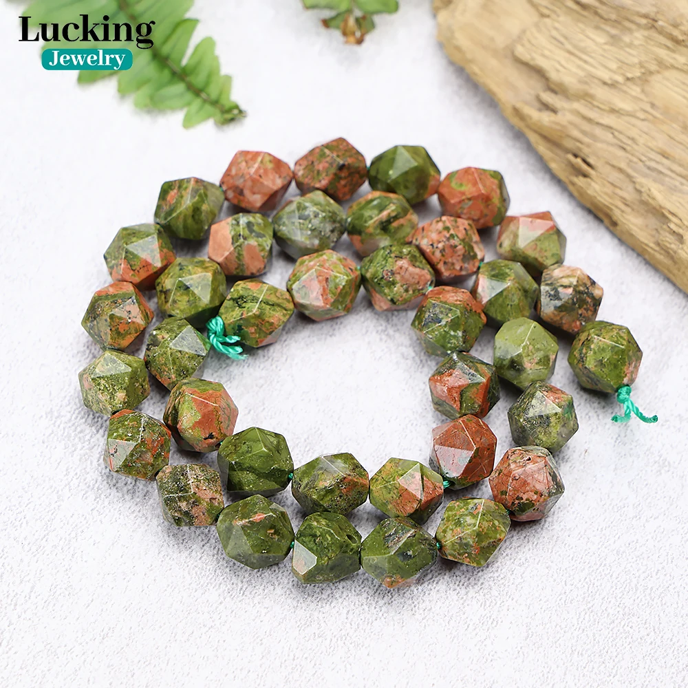 100% Natural Unakite Faceted Beads 6 8 10mm Star Shape Beads For Jewelry Making DIY Bracelets Accessories 15''