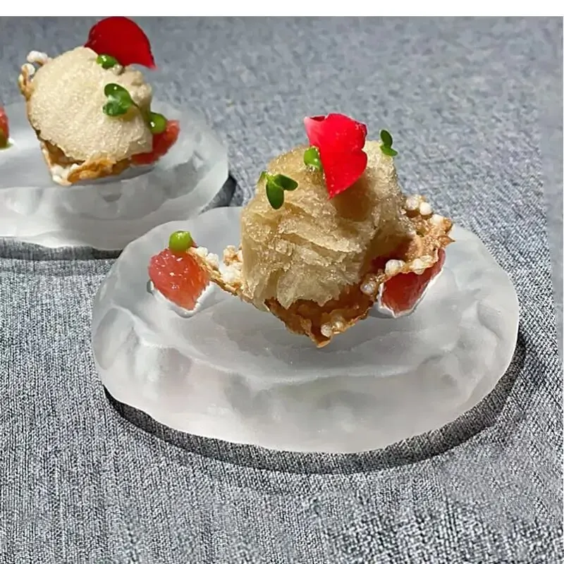 

Нерегулярная, матовая, овальная тарелка, стеклянная французская, молекулярная кулинария, принадлежности для ресторана суши-десертов