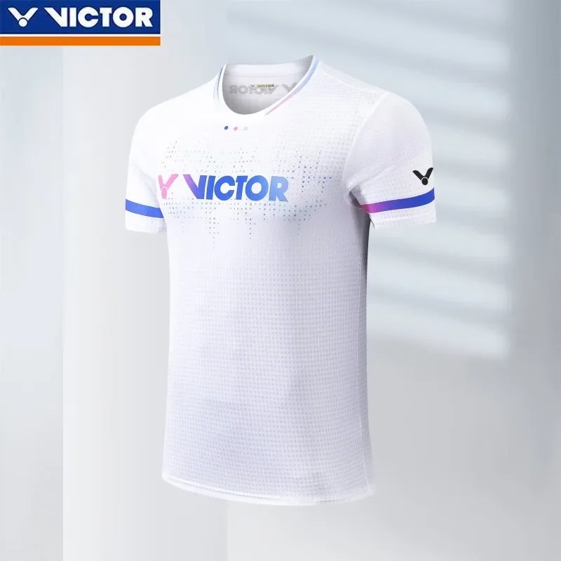 Victor 2024 badminton jersey men's and women's quick-drying short-sleeved children's competition jersey volleyball jersey