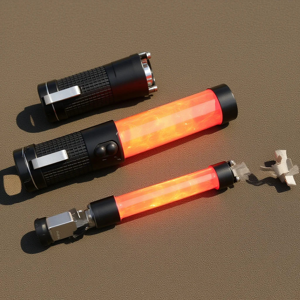1Pcs 30Cm LED Traffic Warning Beacon Super Bright Red Safety Signal Stick Magnet Hook Outdoor Roadside Emergency