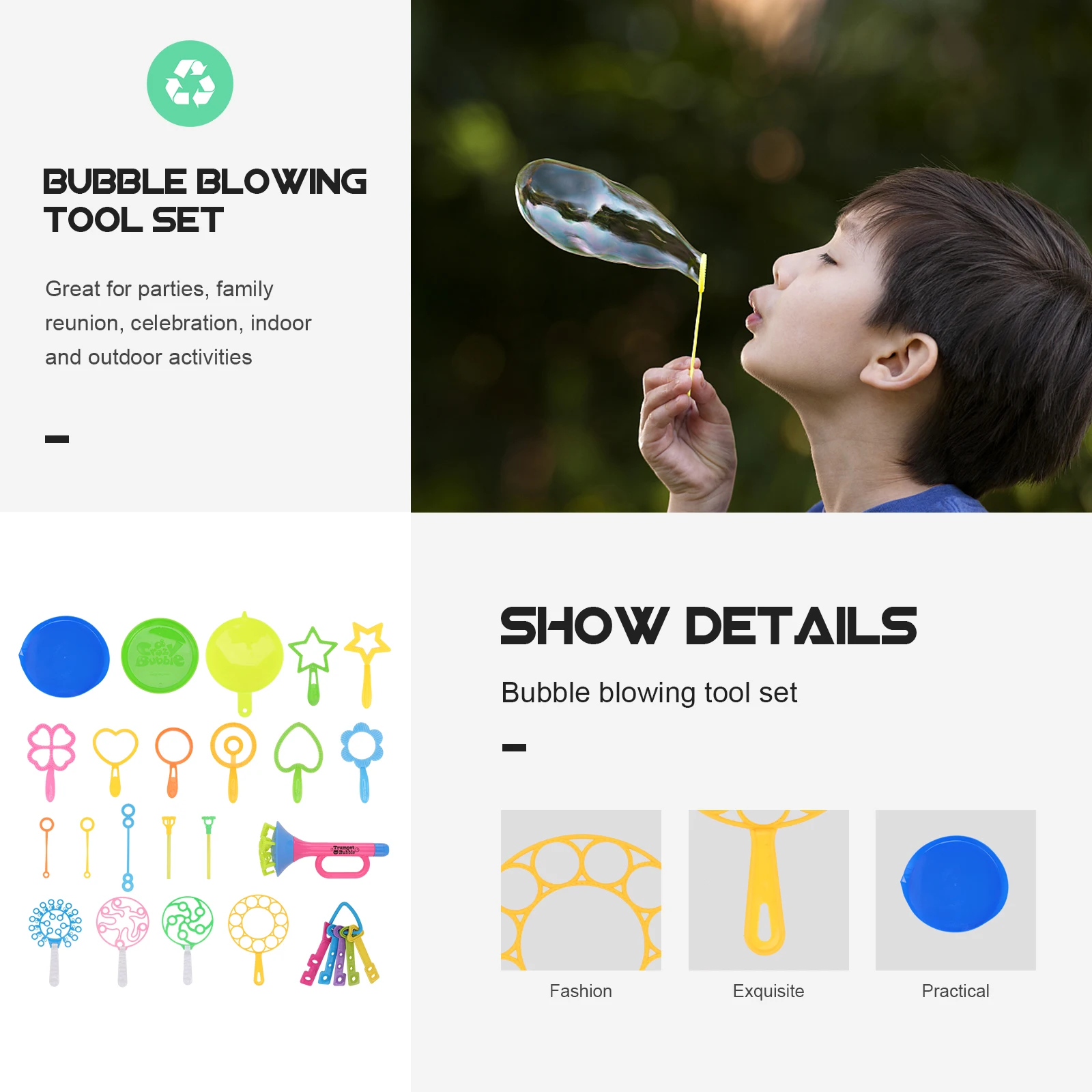 29 PCS Bubble Stick Set Kids Toy Wands Accessories Funny Making Blowing Bubbles Child