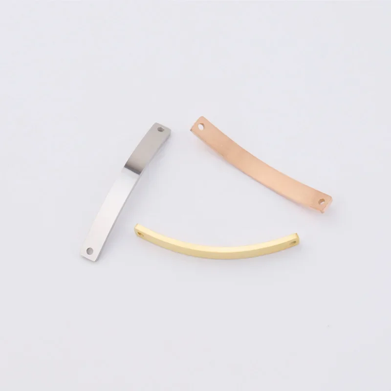 20Pcs 3*40mm/6*39mm Curved Strip Charms Mirror Polish 304 Stainless Steel Charms For DIY Making Necklace Braid Bracelets Jewelry