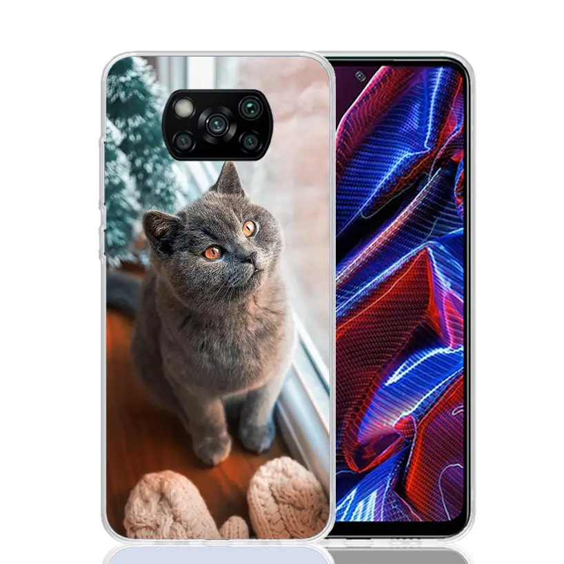 British Shorthair Cat For Xiaomi Poco X6 X3 Nfc X5 X4 F6 F5 Pro Phone Case F4 Gt F3 F2 F1 M5S M4 M3 M2 5G Fundas Coque X3 Nfc X5