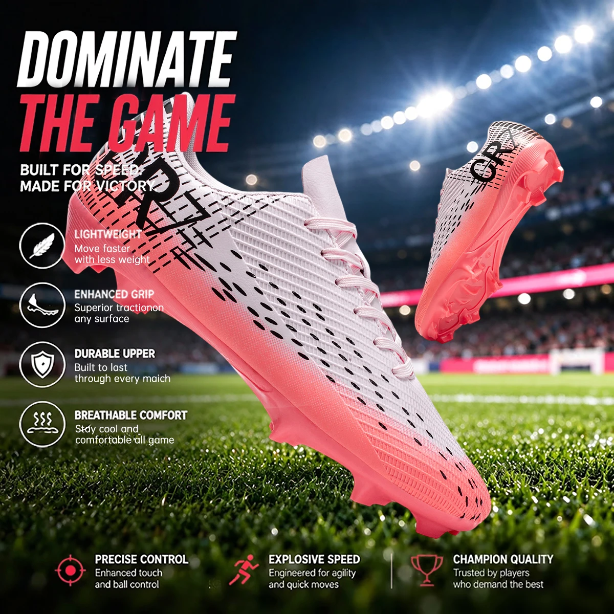Unisex AG FG Soccer Cleats for Adults Lightweight Breathable Football Boots Non Slip Studs for Outdoor Lawn Training Games