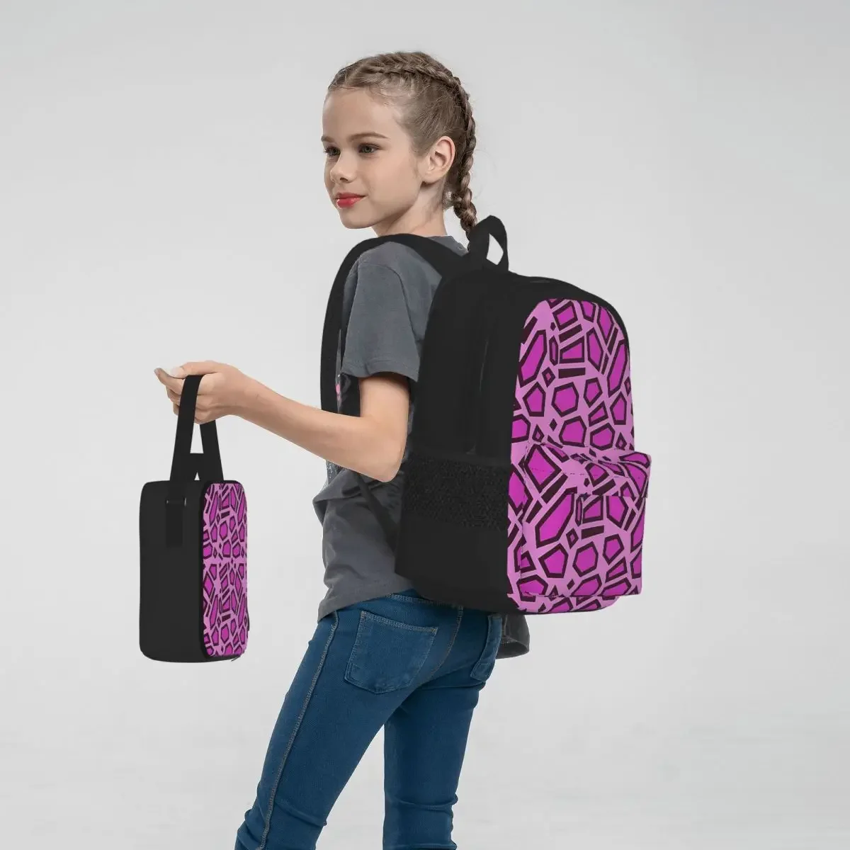 Kipo-mochila Rosa Mega Jaguar Spots para niños y niñas, bolsas escolares para estudiantes, bolsa de almuerzo, bolsa para bolígrafos, juego de tres piezas