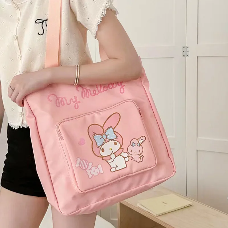 Sanrio My Melody Cinnamoroll Shoulder Bag Kawaii Large Capacity Sweet Girls Heart Everyday Cute Students Commuter Messenger Bag