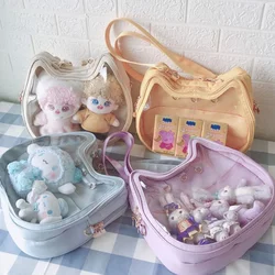 Mochila transparente para adolescentes, Ita Bag, bolso frontal claro, mochila fofa, forma de gato doce, bolsa de ombro para mulheres