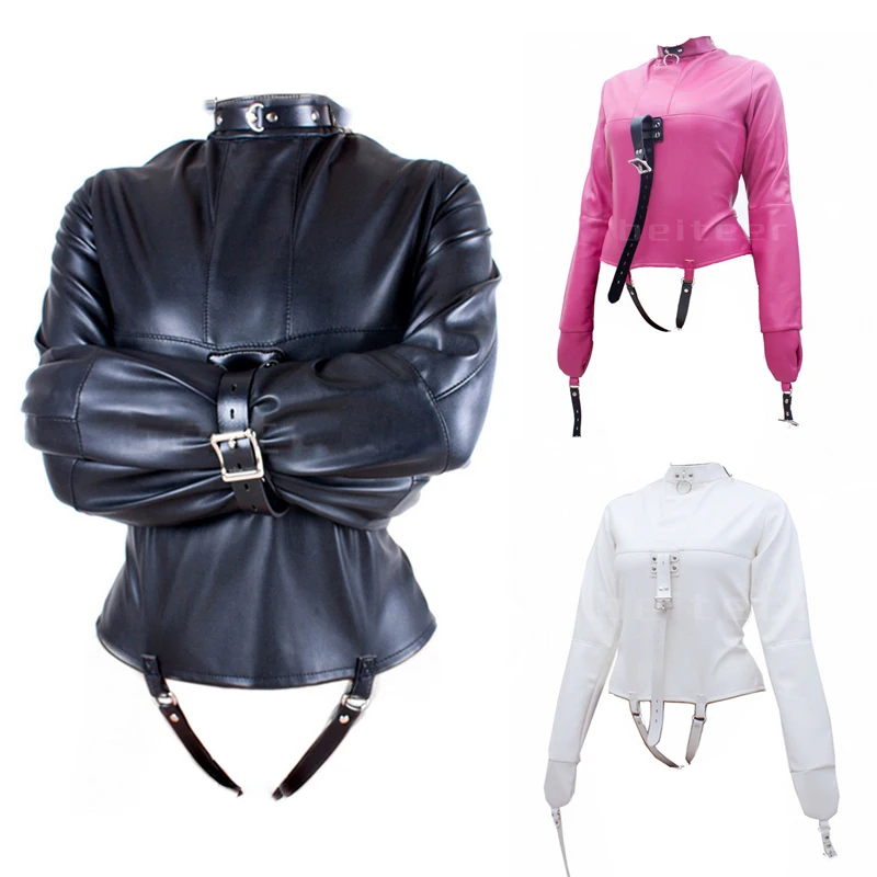 PU Leather Straitjacket BDSM Restraint Body Harness Armbinder Adult Game Straight Jacket Slave Costume  Sex Toys for Women