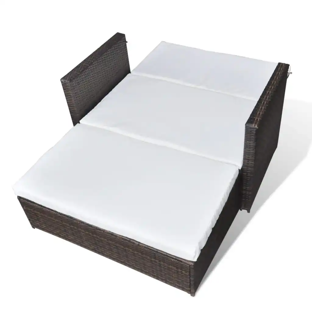 Terrasse Garten Tag Bett Sofa Möbel Sitz Poly Rattan Braun