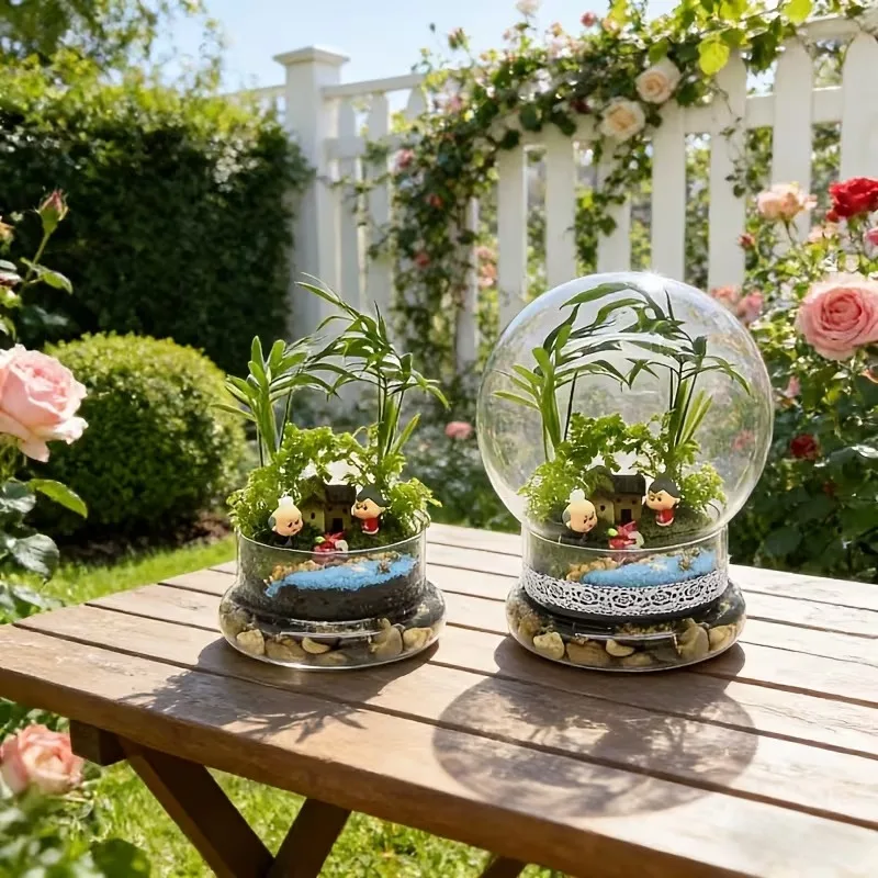 Top Quality Split Type Spherical Desktop Glass Vase Green Moss Micro Landscape Terrarium Home Decor Bansai Landscape Container