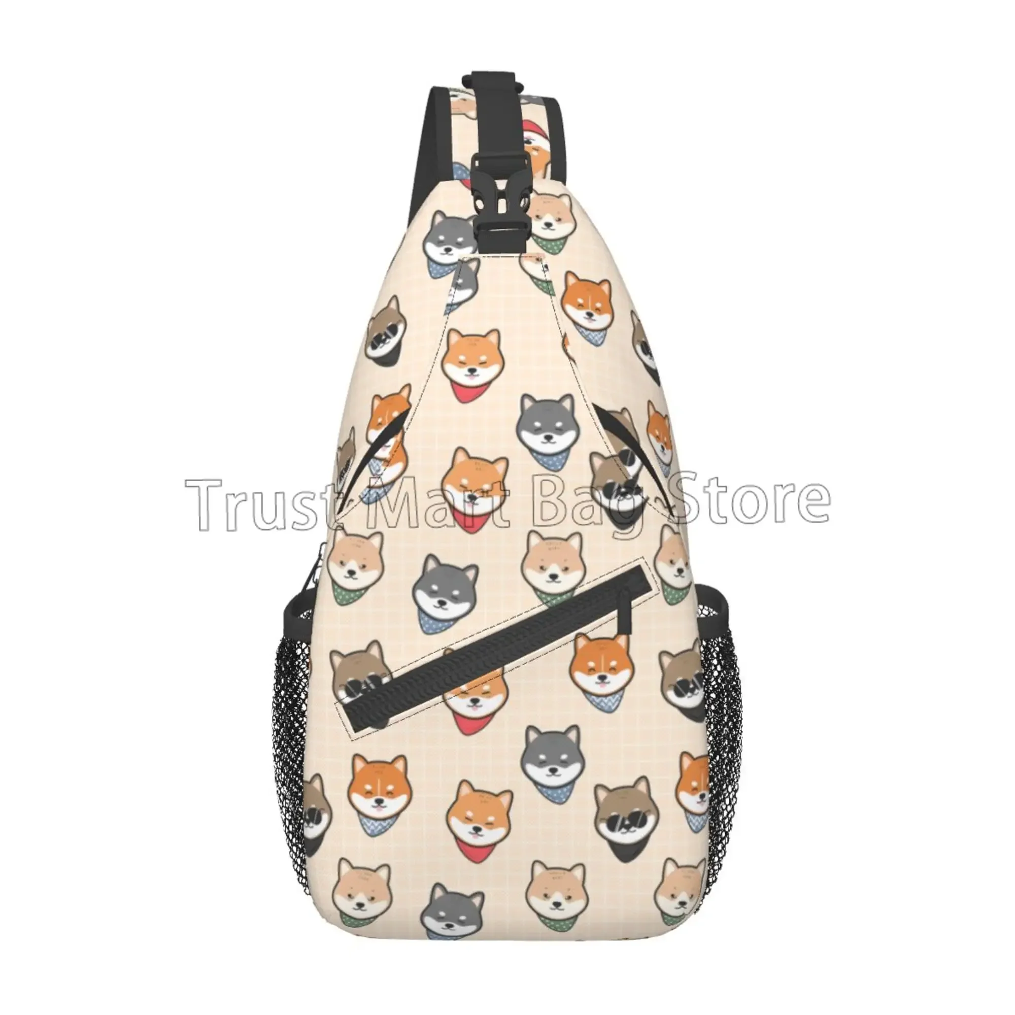 Cute Shiba Inu Dog Print Sling Bag Backpack Crossbody Chest Bags Lightweight Shoulder Bags for Travel Hiking Gym Sport Daypack