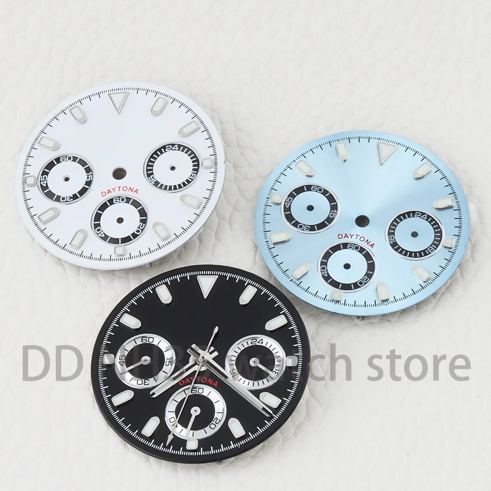 

vk63 Dial 29mm Watch Dial Green Luminous Dial Hands for DAYTONA vk63 Quartz Movement High-Quality Watch Replacement Accessories