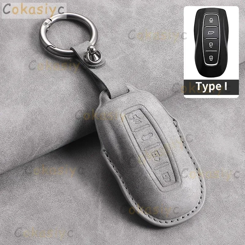 4 Buttons Leather Car Remote Key Case Cover for Ford Tourneo Custom 2024 Equator Sport Equator for JMC Territory Key Accessories