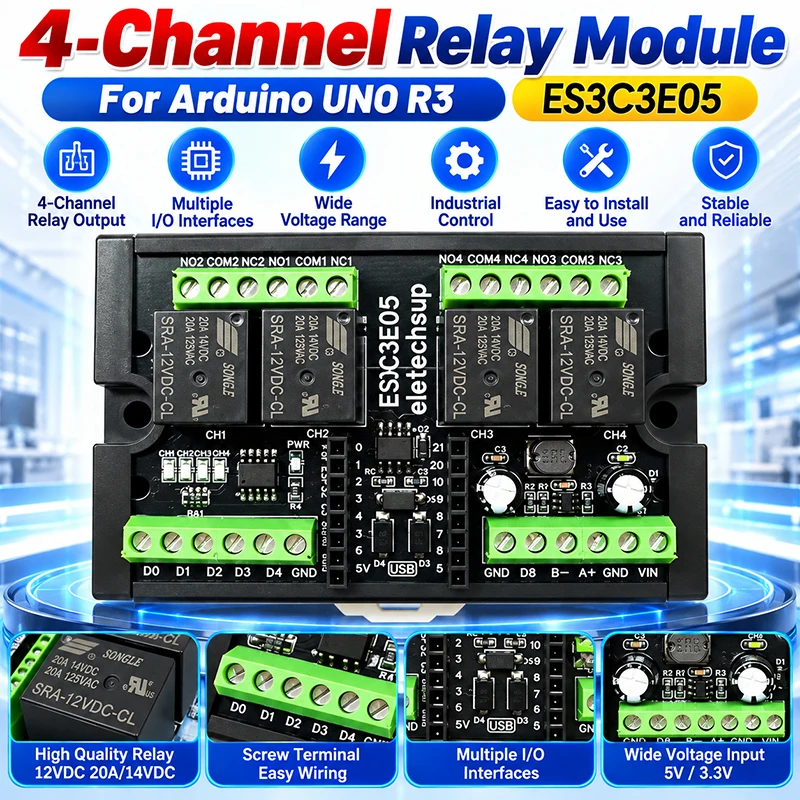 6 Channel Relay Module Arduino UNO R3 PLC Expansion Board 4 Channel Relay Module I/O Extension ...