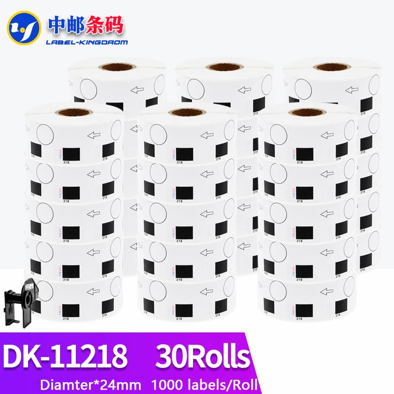 

30 Refill Rolls Brother Compatible DK-11218 Round Label Diameter 24mm 1000Pcs Work for Brother Printer QL-700/710/720 DK-1218