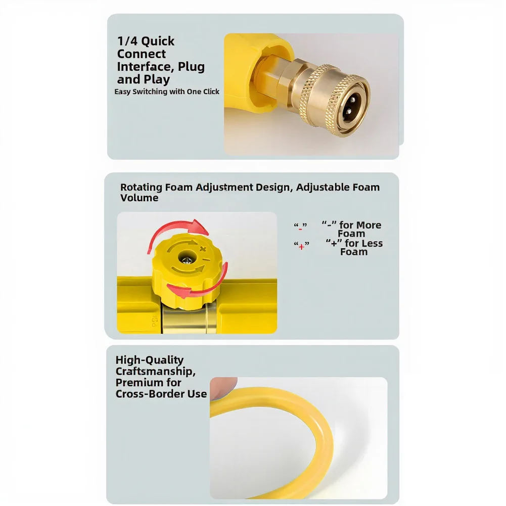 

High Pressure Foam Bottle Water Can Set with 1/4 Quick Connect for Use on Car Wash Machines and Cleaning Tools