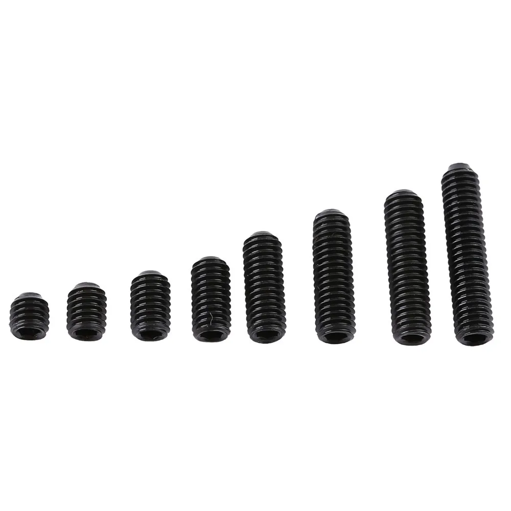 200pcs Practical M3 Metric Grub Set Screw Carbon Steel Black Finish Cup Point Screw Hex Screw Light Fixture