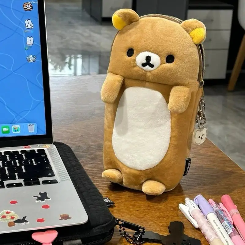 Cute Standing Posture Self Deprecating Bear Storage Pen Bag Large Capacity Multifunctional Students Stationery Bag