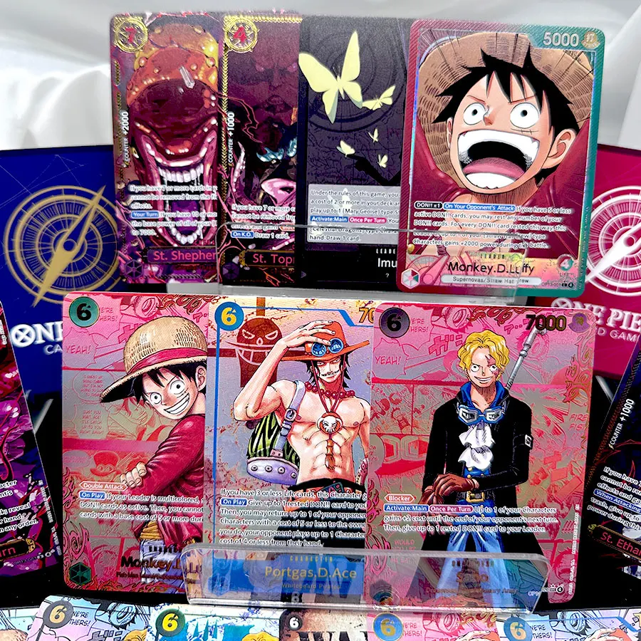 Proxy One Piece TCG Luffy Ace Roger Sabo Bonney Imu Alternate Art Manga Rare Holo Foil Collectible Trading Card English Version