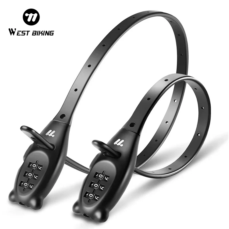 WEST BIKING Bike Password Lock 3 Digit Cable Tie Lock Multipurpose Bicycle Electric Scooter Portable Anti-theft Bike Helmet Lock
