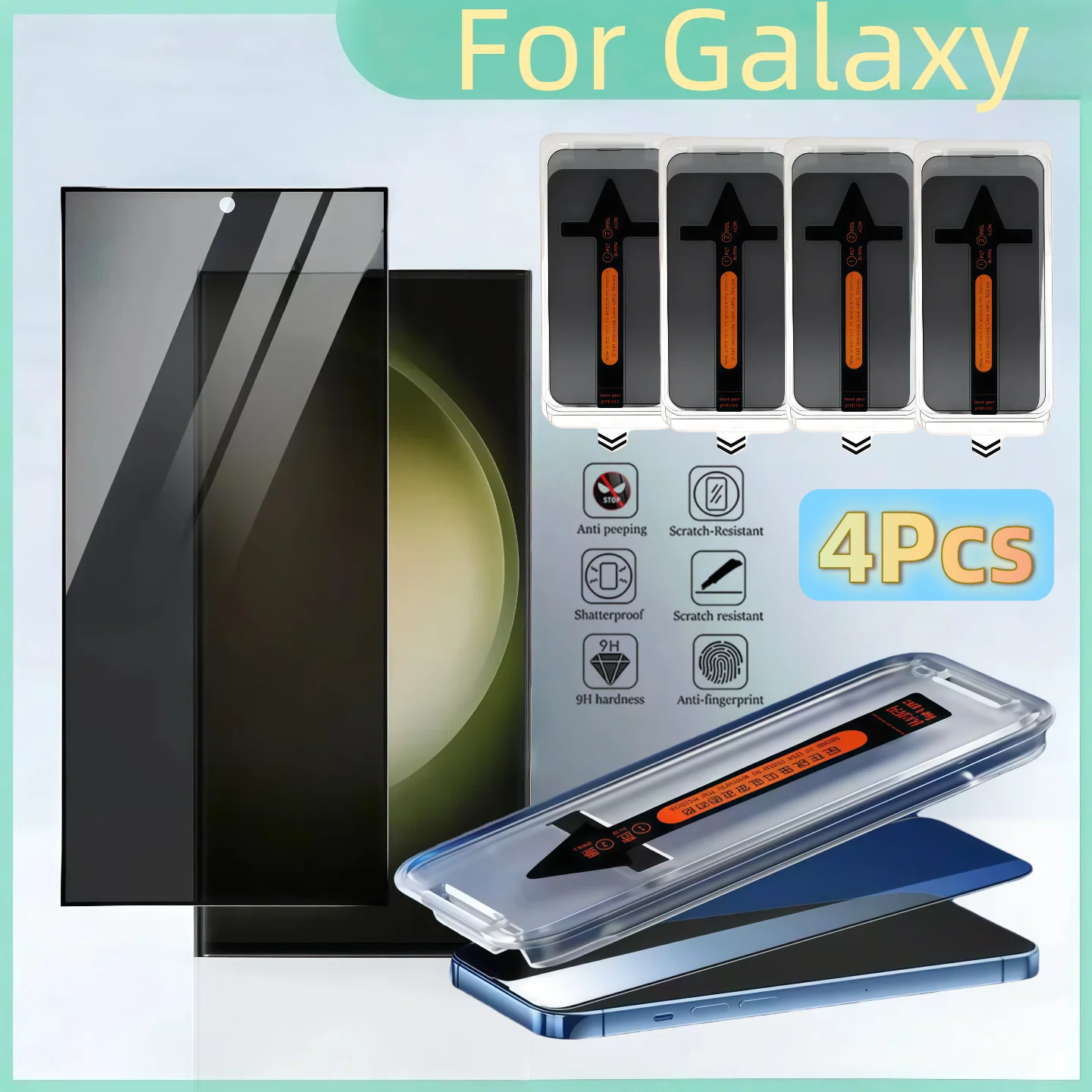 4PCS Anti-Spy Tempered Glass Screen Protector for Samsung Galaxy S25 Ultra/Plus S24Ultra/Plus S23 plus S22 plus - Privacy Filter