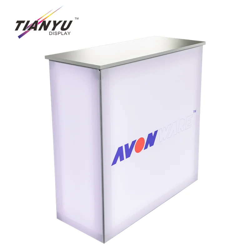 custom.Kitchen Product Retail Ultra-thin Fabric Backdrop Exhibition Led Light Box Wall Display Stands with Counter