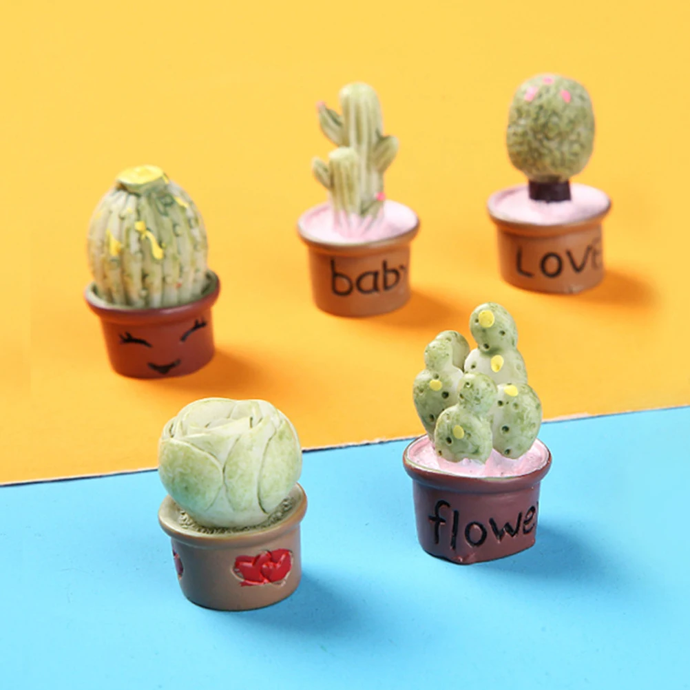 

6pcs Resin Succulent Miniature Potted Plants 3D Decor For Office Desktop Room Car Gift Micro Landscape Ornament Mini Bonsai