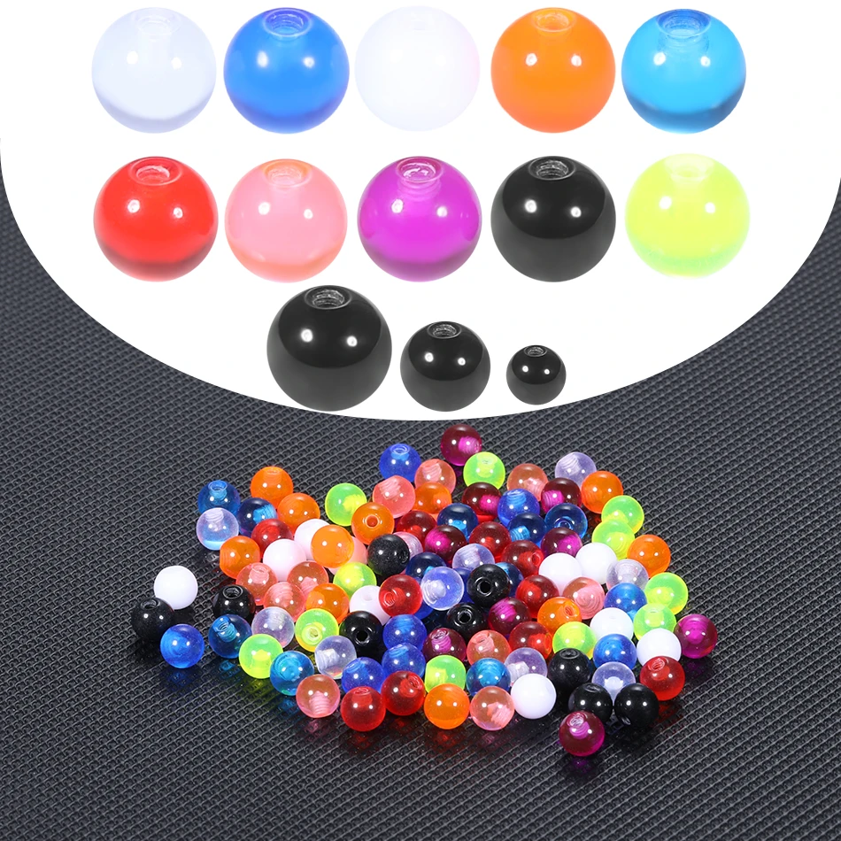 Acrylic Colorful Luminous Replacement Ball 3mm 5mm 6mm Tongue Barbell Lip Ring Ear Belly Eyebrow Piercing Ball Body Jewelry