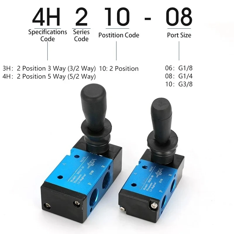 3/2 5/2 Way Pneumatic Air Hand Lever Operated Valve Manual Control 2 Position 3 5Port Push-Pull 3H210-08 4H210-08