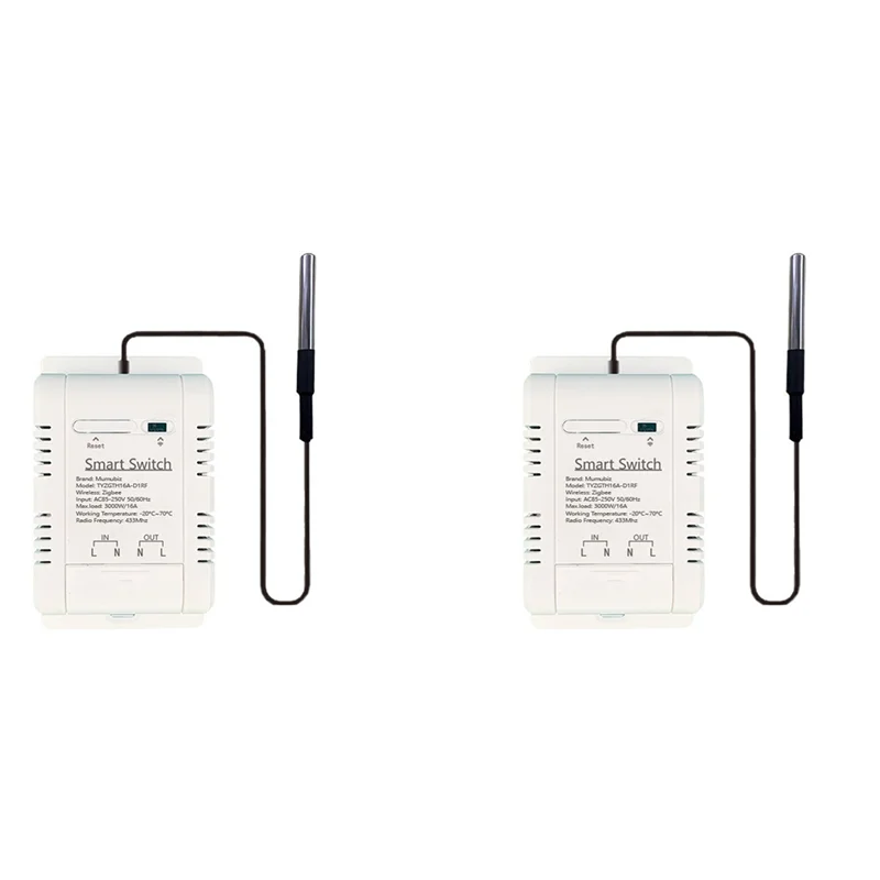 

ABZW 2X для Tuya Zigbee умный переключатель с датчиком температуры 16A 3000 Вт беспроводной умный переключатель для Alexa Google Home Yandex