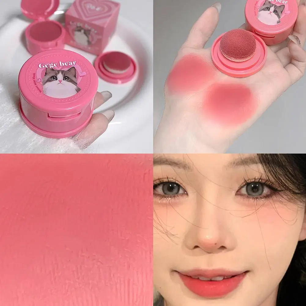 Cute Sponge Face Blusher Matte Natural Cheek Tint Brightening Makeup Beauty Hachimi Girl's Mud Cosmetics Blush Sponge W8c2