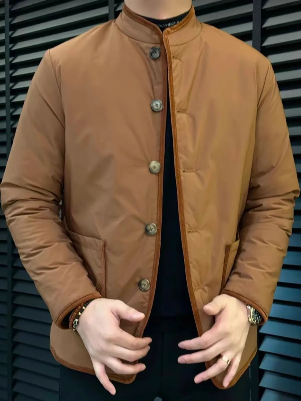 

Men's Casual Cotton Jaet Stand Collar Retro National Trend Autumn Winter New Design Faionable Outerwear Youth Urban Sle