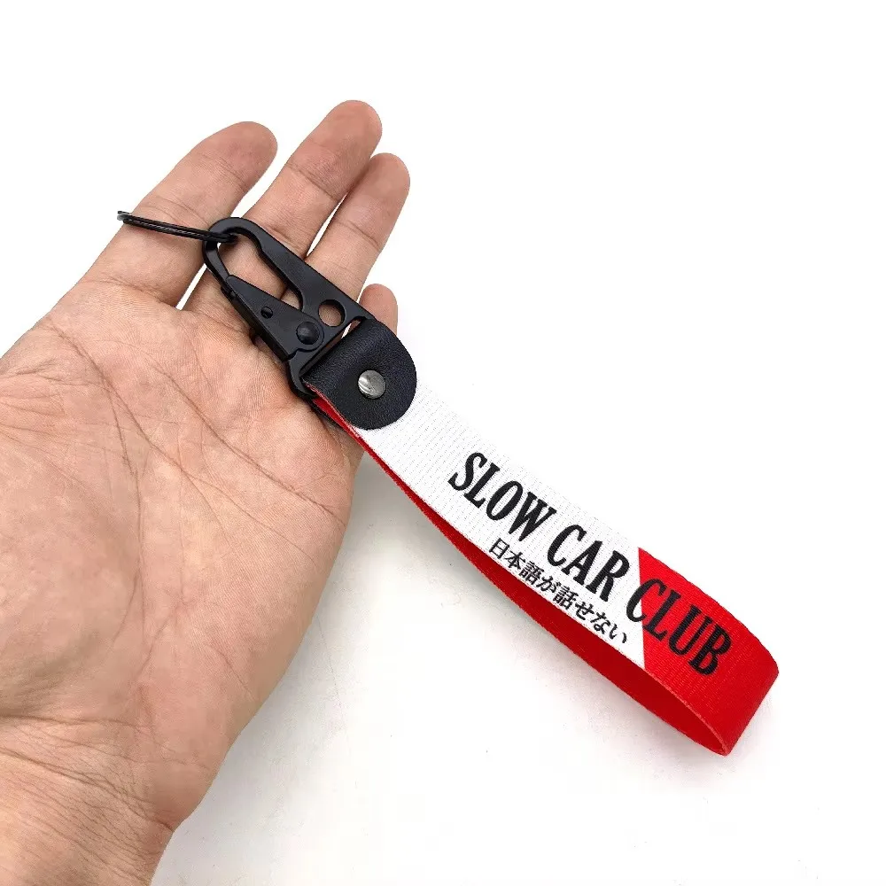 Newest Japanese Style Car Keychain JDM Key Ring Nylon Thermal Transfer Strap Lanyard Modified For Motorcycle Key Pendant