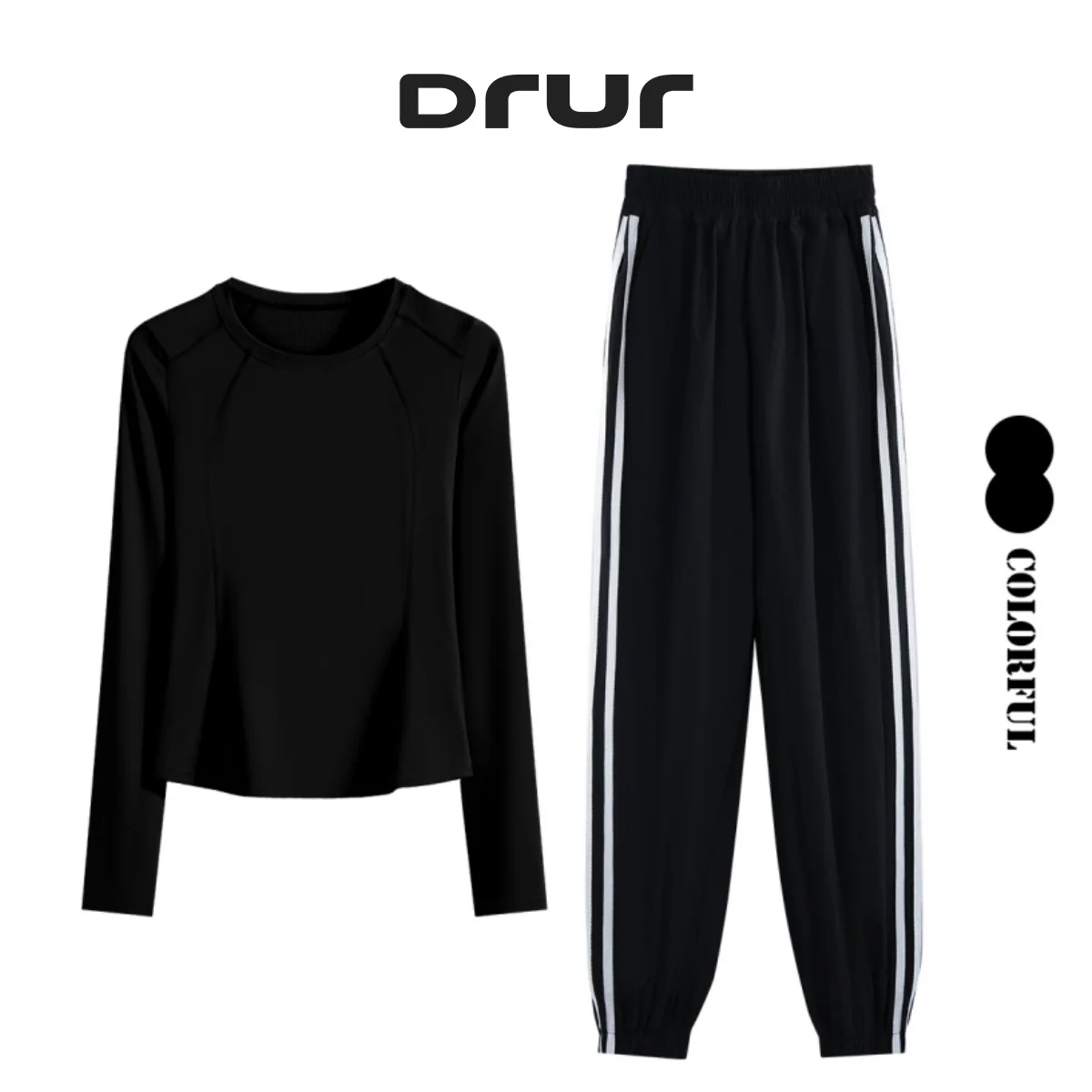 DRUR-Conjunto de gimnasio para mujer, chándal para correr, conjunto de chándal de 2 piezas, camisas de Yoga de manga larga, pantalones, conjunto deportivo femenino, 2 uds.