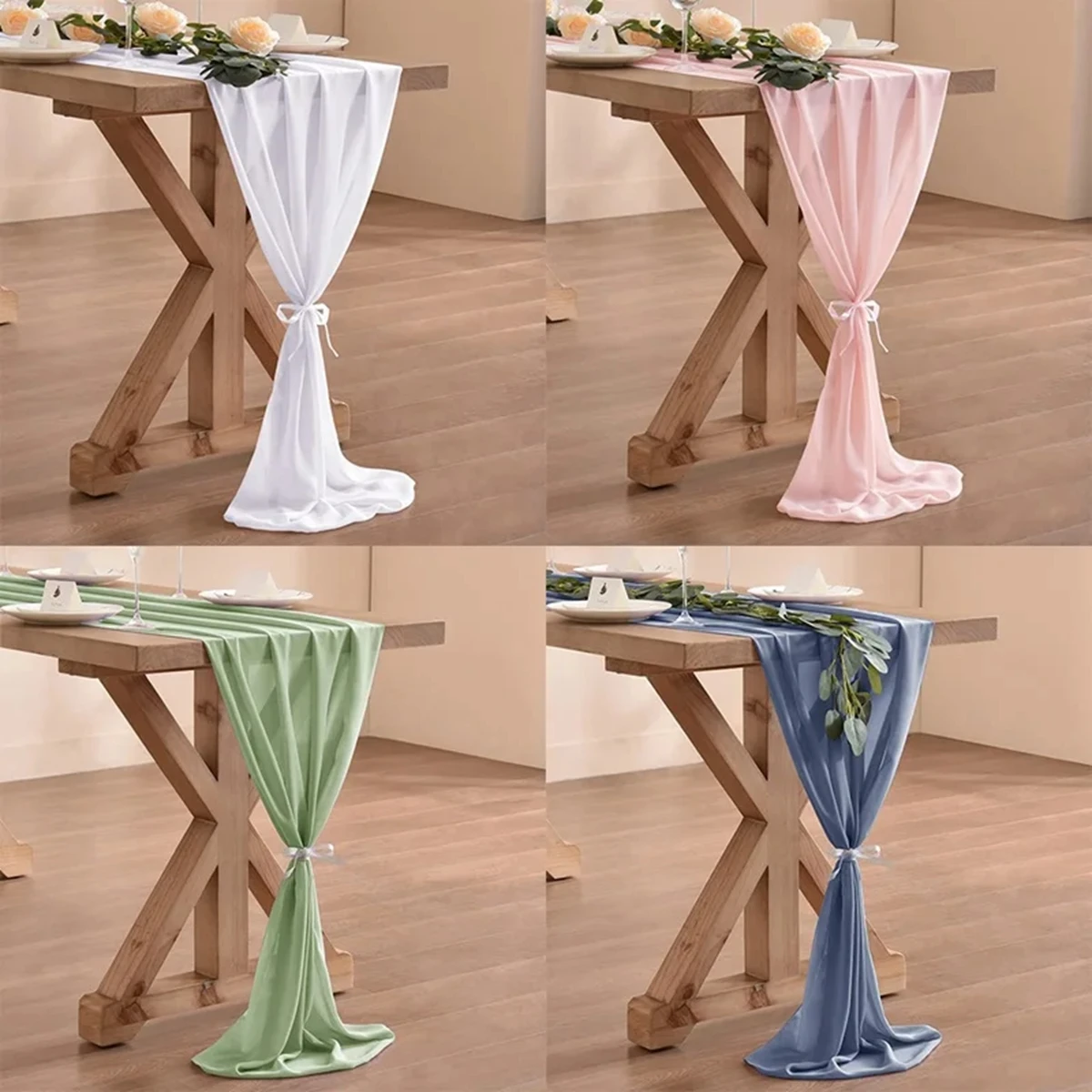 30cm*300cm Chiffon Wedding Table Runner Romantic Rustic Country Boho Table Runner for Birthday Party Bridal Table Decoration