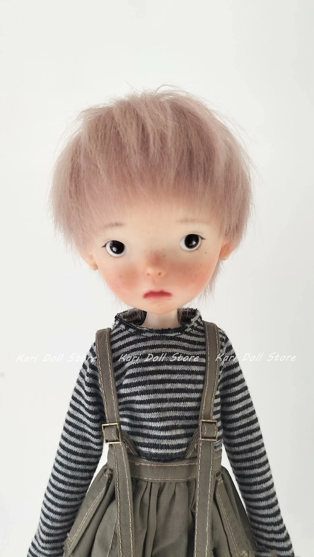 Kari Doll Natural mohair Multi colored short broken hair wigs for Landazz Landoudou Doll 16cm head circumference