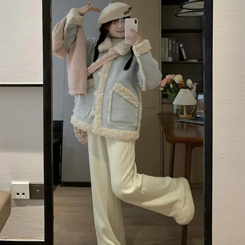 파카 코트 여성 재킷 포켓 긴 소매 턴다운 칼라 싱글 브레스티드 루즈핏 캐주얼 오피스 레이디 2025 가을 겨울