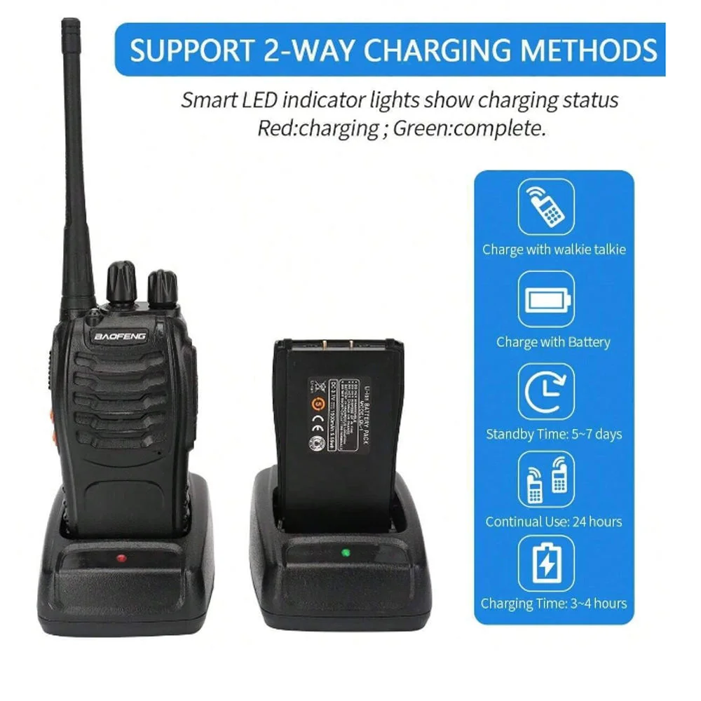 วิทยุสื่อสารแบบพกพา Baofeng 888S อัพเกรด ระยะไกล UHF 430-440MHz ไร้สาย 16 ช่องสัญญาณ จำนวน 1/2 เครื่อง