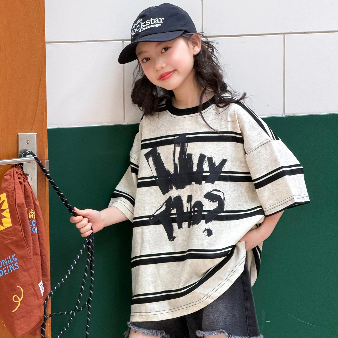 Girls' T-Shirt Short Sleeve, Super Cute Middle School Student, Korean Style Unique, Beautiful Trendy Children's Summer Kids'