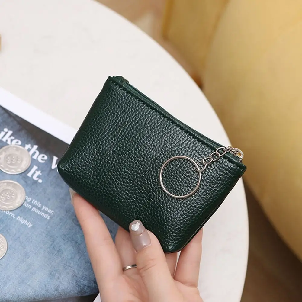 Monedero de cuero PU para mujer, Mini monedero de Superficie suave, bolsa de lápiz labial, bolsas de almacenamiento de tarjetas multifuncionales de moda