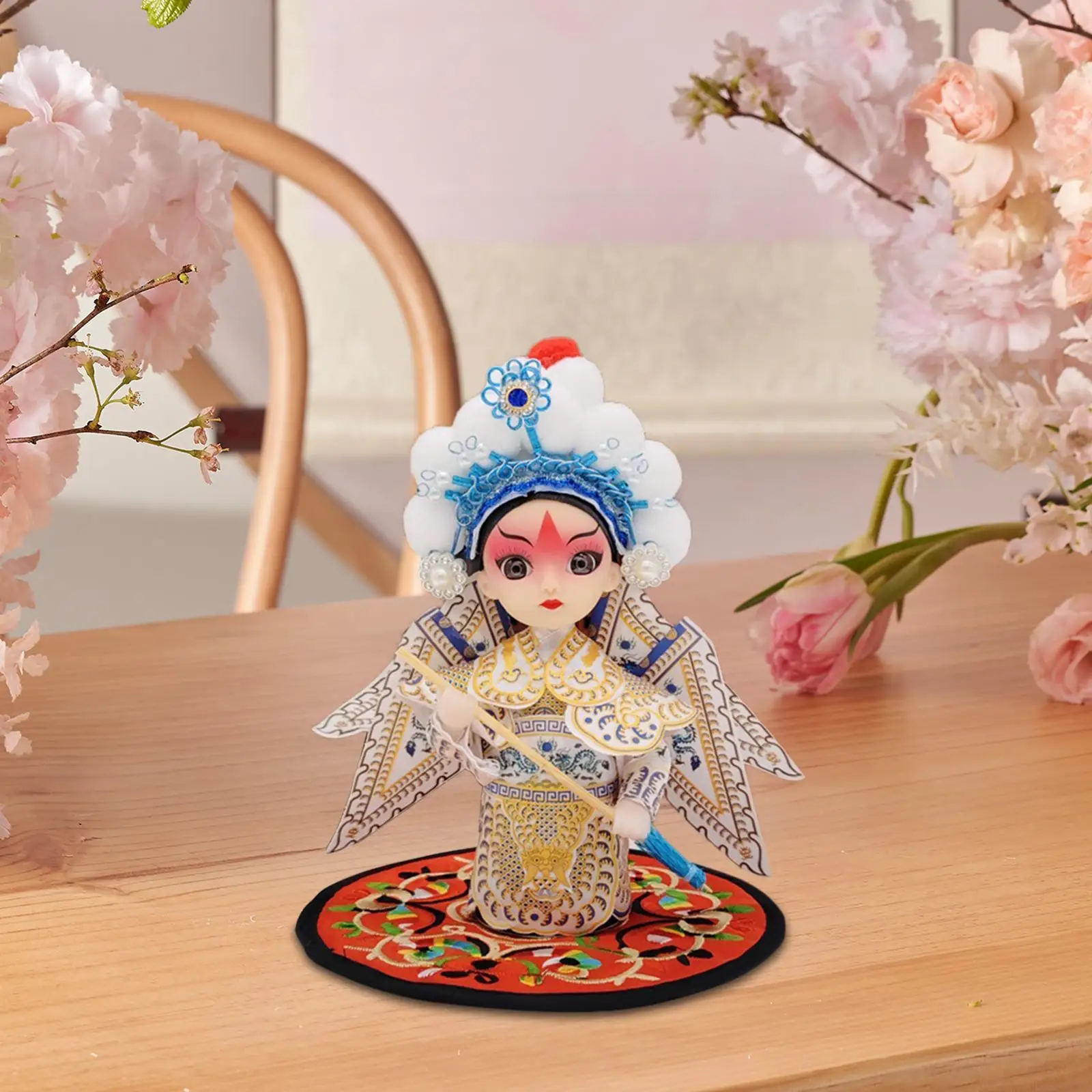 Handmade Chinese Opera Doll Figurine Peking Man Statue Silk Cloth Plaster Decoration Collectible Tabletop Ornament Gift Idea